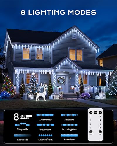 Icicle Lights Outdoor with Remote (200 Count)