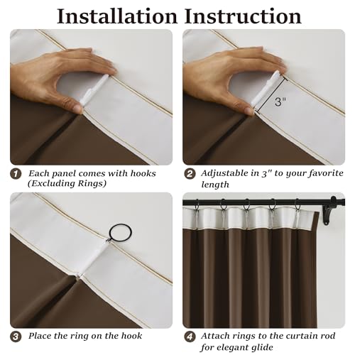 Chocolate Brown Pinch Pleat Blackout Curtains 90 Inches Long for Bedroom (2 Count)