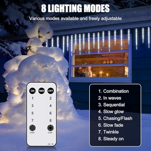 Icicle Lights Outdoor with Remote (100 Count)