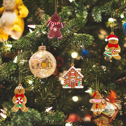 Gingerbread Man & House Ornaments for Christmas Tree Decorations (12 Count)