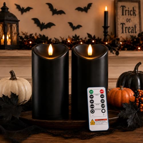 Halloween Black Waterproof LED Candles with Remote Timer (2 Count)