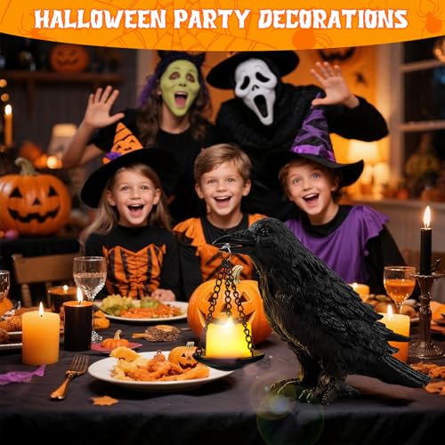 Raven Gothic Home Decor Fake Crow Light Holder Raven Lamp Tealight Candle Holder Resin Raven Statue 4PCS (4 Count)