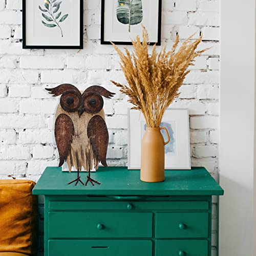 Owl Figurines Decor Animal Statue for Home Wooden Stand Owl Sculptures