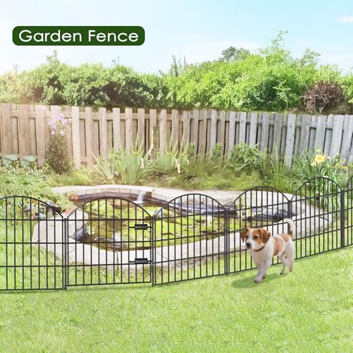 Metal Garden Fence with Gate 28 in x 11.7 ft (27.3 Sq Ft)