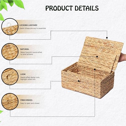 Set of 2 Rectangular Wicker Storage Bins with Lid (2 Count)