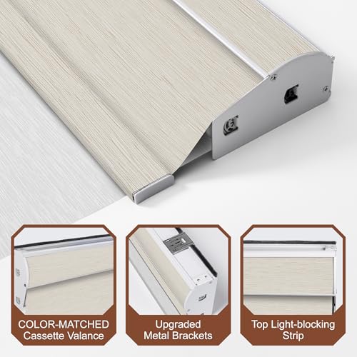 Cordless Dual Roller Shades.Maze Beige & White.49 W x 48" H
