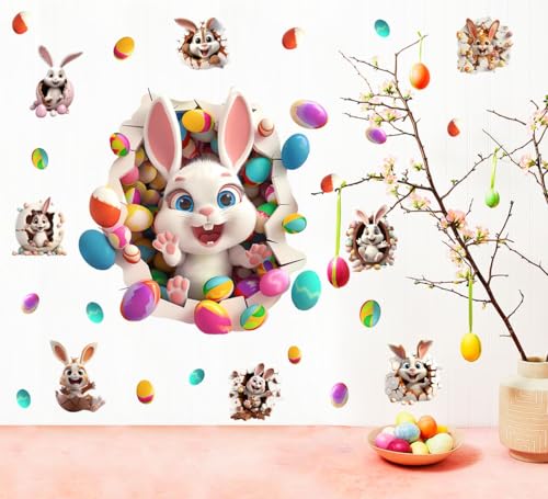 Large 3D Easter Bunny Wall Stickers (25 Count)