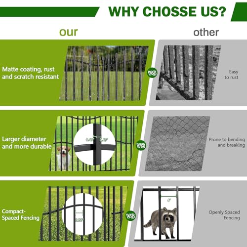No Dig Garden Fence 40" H x 22.5'L Decorative Yard Dog Outdoor Panels (7.83 Sq Ft)