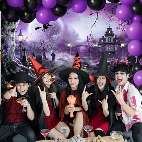 10x8ft Purple Halloween Backdrop Spooky Photography Background