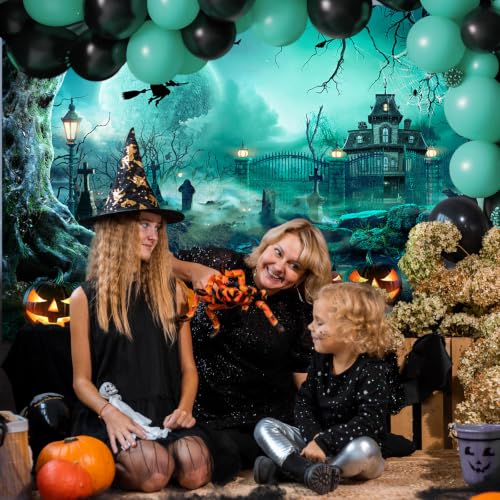 10x8ft Green Halloween Backdrop Spooky Photography Background
