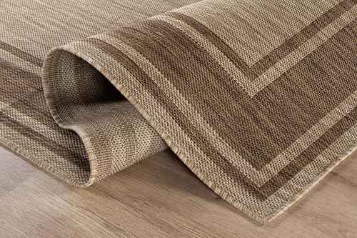 Outdoor Rug 6x9 Modern Bordered Area Rugs for Indoor and Outdoor Patio Deck Porch Garden Waterproof Weather Sun Resistant Washable Outside Carpet