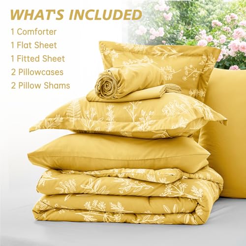 Bright Yellow Bed in a Bag Queen 7 Pieces