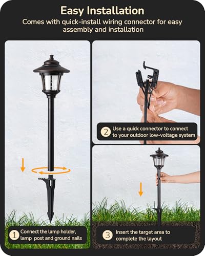 Low Voltage Landscape Lighting 12V 3W 120LM with Connectors 6 Pack (6 Count)