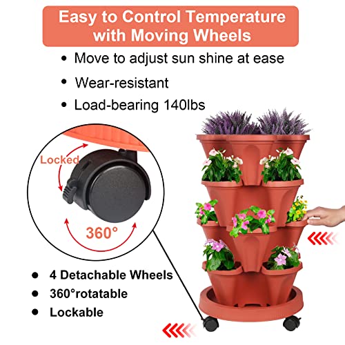 Stackable Planter with Removable Wheels and Garden Tools
