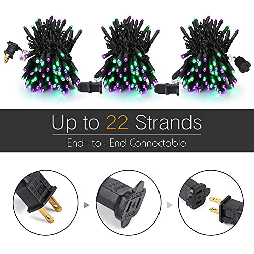 5MM Wide Angle Halloween Lights Purple & Green