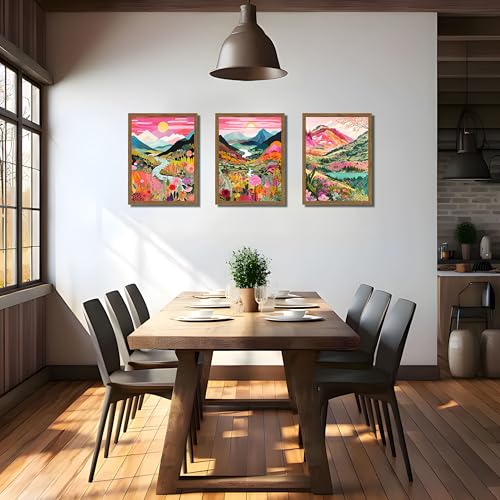 Boho Colorful Mountain Wall Art Set of 3 (3 Count)