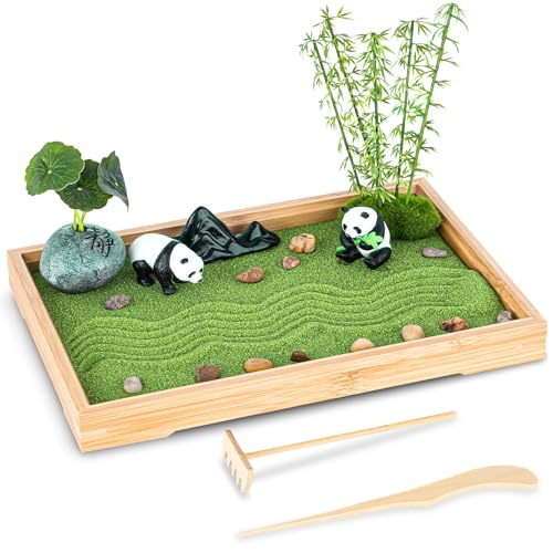 Zen Garden Kit for Desk 11''x7.5'' Room Decor with Green Sand
