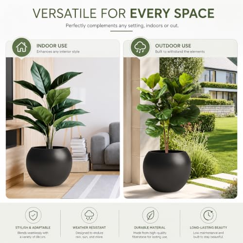 Premium Mt Sherman Fiberstone Sphere Planter for Indoor Outdoor Use