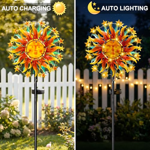 60.3" Solar Wind Spinner Outdoor Metal Sun Kinetic Sculpture
