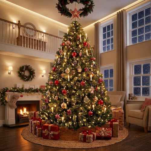 10ft Prelit Noble Fir Wide Artificial Christmas Tree with RGBW Light