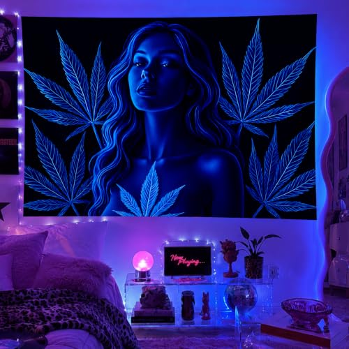 Blacklight Tapestry for Bedroom 78x59 Inch Trippy Room Decor