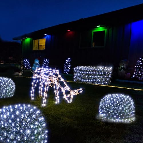 Solar Christmas Lights Outdoor 360LED 11.5ft x 6.9ft Christmas Bushes Lights with Remote