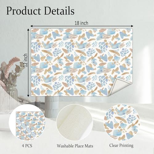 Blue and Brown Placemats Set of 4 (4 Count)