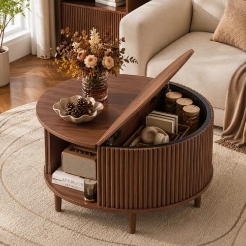 31.5" Round Coffee Table with Storage
