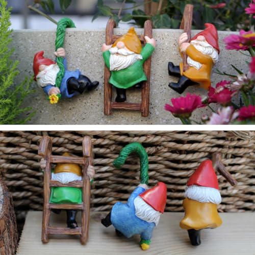 3 PCS Climbing Gnomes Tree Faces Decor Outdoor for Yard (3 Count)