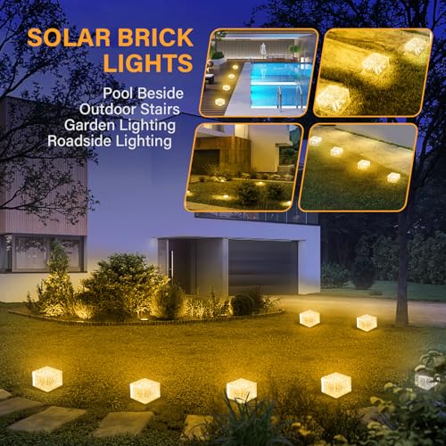 Solar Brick Lights Outdoor Solar Lights Outdoor Waterproof Patio (6 Count)