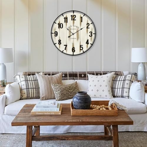 Farmhouse White 30 Inch Wooden Large Wall Clock