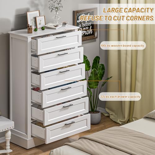 White 6 Drawer Dresser