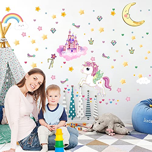 Glow in The Dark Stars and Unicorn Wall Decals