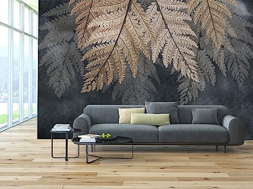 Vintage Botanical Leaf Wallpaper Mural Dark Plant Leaves Wall Mural