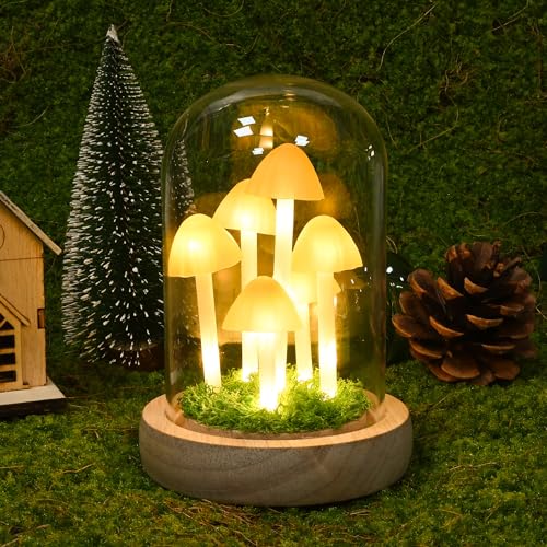 Mushroom Lamp in Glass Dome