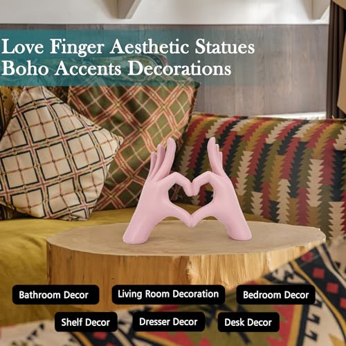 Pink Heart Hands Sculpture Decor