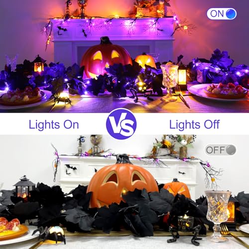 2 Pack 5.7FT Halloween Garlands with Purple Lights (11.4 Foot)