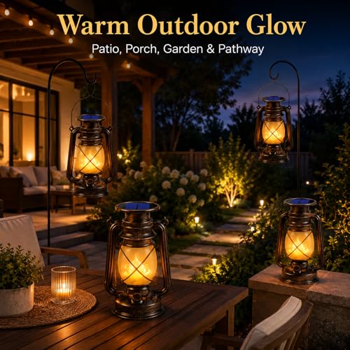 Solar Lanterns Outdoor Waterproof 2 Pack LED Flickering Light (2 Count)