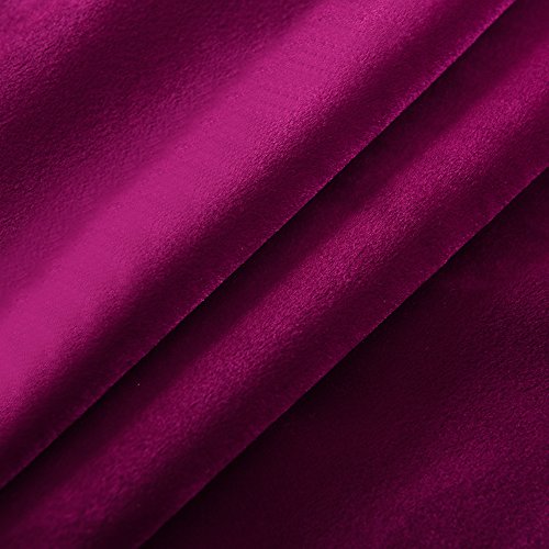 Super Soft Luxury Velvet Texture Curtains Fushcia Room Darkening Blackout Curtain Panel Drapes Drapery 52 inch Wide by 96 inch Length with Grommet Fushcia Set of 2
