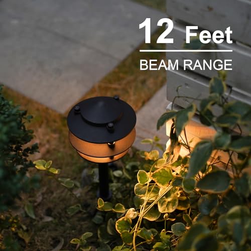 Landscape Lighting 8PK Pathway Lights Low Voltage 2.2 Watt LED 12V AC Landscape Lights 30 Lumen Warm White with Cable Connectors Metal Stakes 9122 (8 Count)
