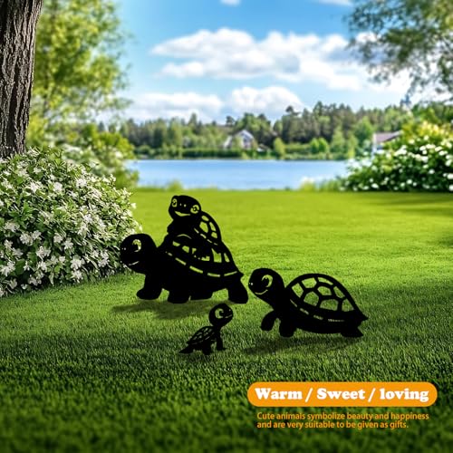 3 Pack Turtle Metal Garden Decorative Stakes (3 Count)