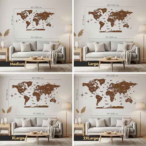 Multilayer 3D Wooden World Map