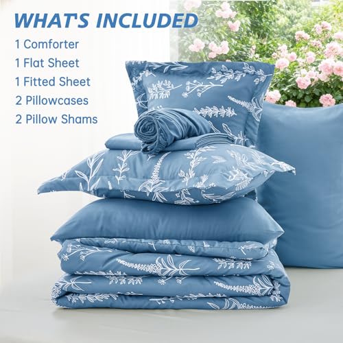 Ice Blue Bed in a Bag Queen 7 Pieces