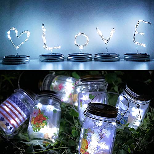 Solar Mason Jar Lid Light 8 Pack Cold White Waterproof Outdoor Decor