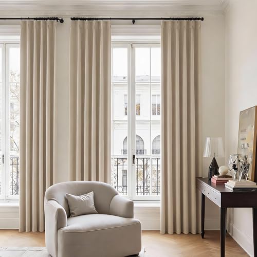Khaki Pinch Pleated Blackout Curtains 63 Inches Long (2 Count)