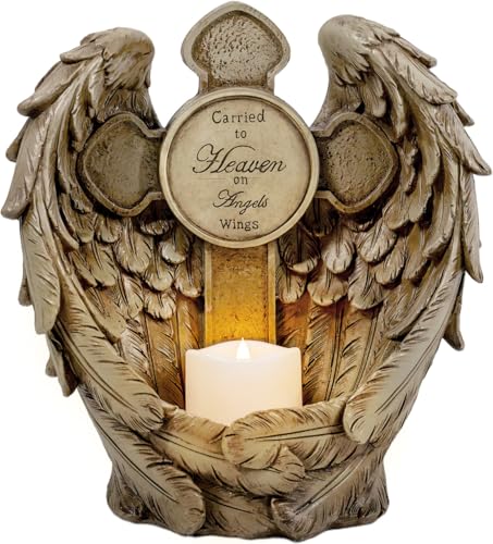 Solar Angel Wings Memorial Statue with LED Candle & Cross