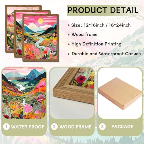Boho Colorful Mountain Wall Art Set of 3 (3 Count)