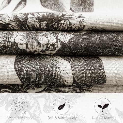 Set of 2 Linen Floral Vintage Throw Pillow Covers Neutral Accent Print Decorative Cushion Covers Farmhouse Boho Home Decor for Sofa Chair Couch Bedroom Living Room