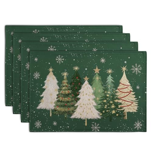 Green Christmas Tree Placemats Set of 4