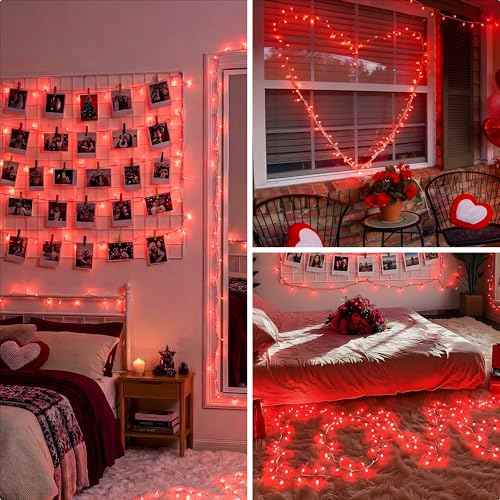 2PACK 50 Count 13ft Red Christmas Lights with White Wire